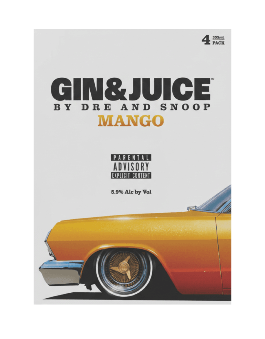 GIN AND JUICE MANGO 355ML 4 PACK